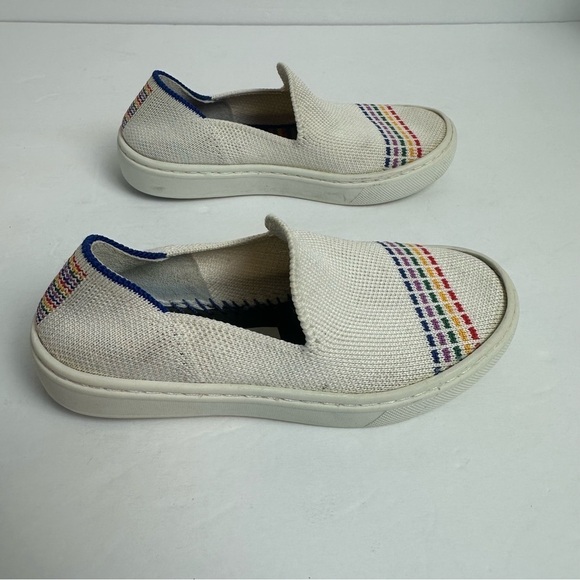 Rothy's The Kid White Rainbow Knit Slip On Sneaker Unisex Toddler Size 11 Shoes - Picture 2 of 10